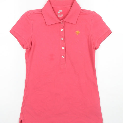 Nike Women's Pink Polo Shirt Size 8, Slim Fit Casual Top