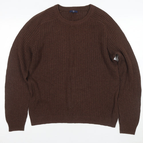 Gap Men's Brown Waffle-Knit Pullover Jumper M