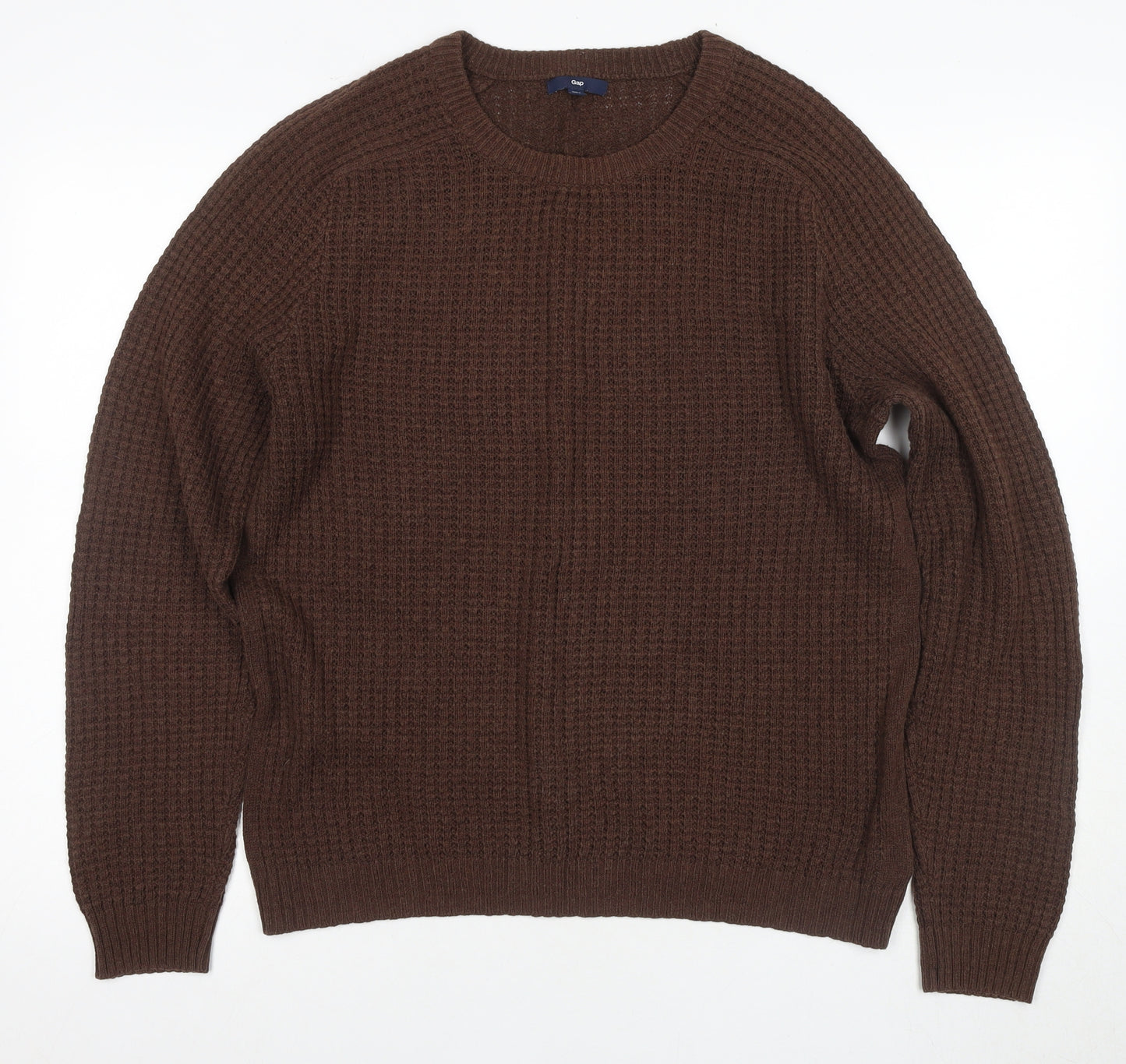 Gap Men's Brown Waffle-Knit Pullover Jumper M