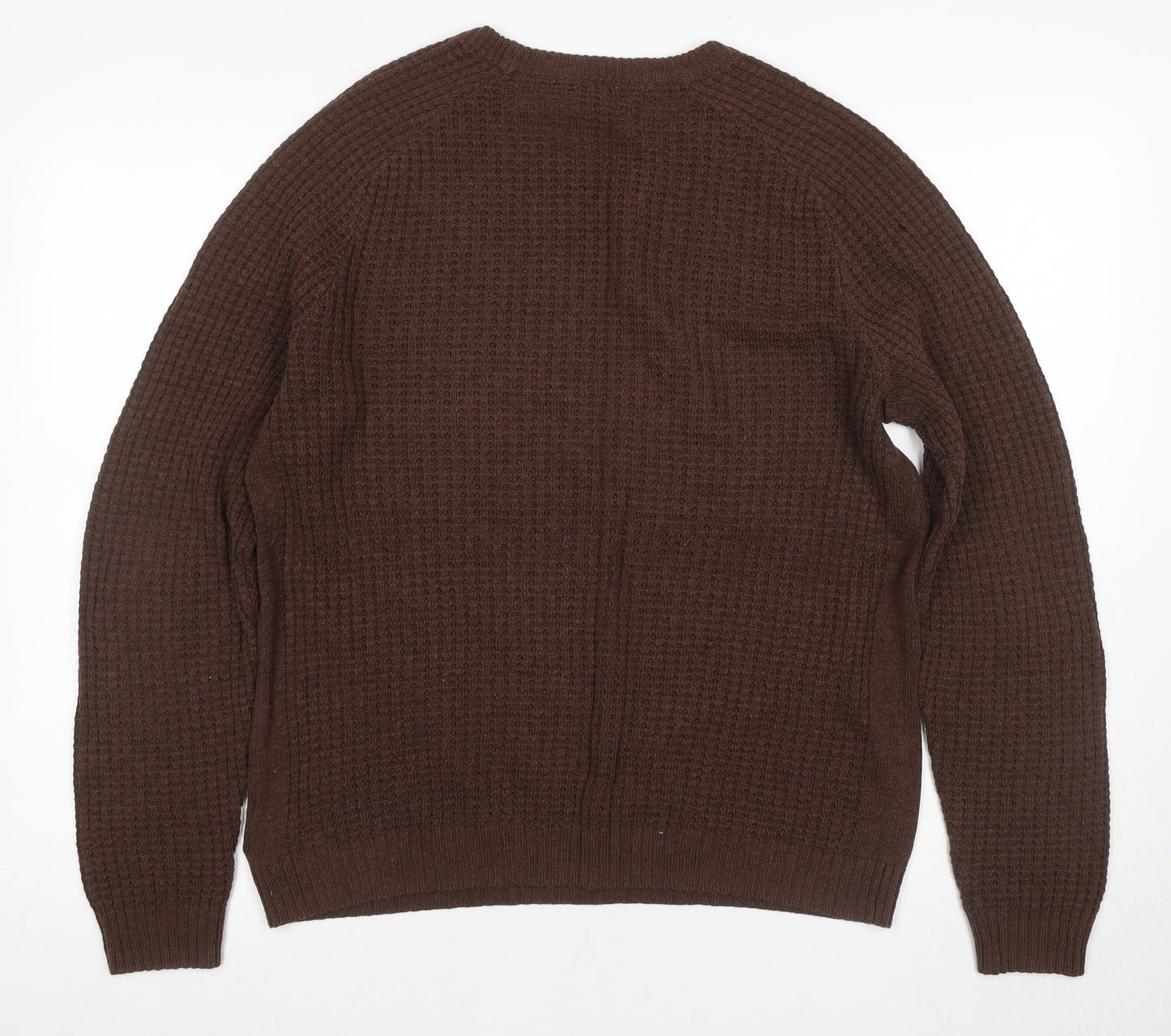 Gap Men's Brown Waffle-Knit Pullover Jumper M