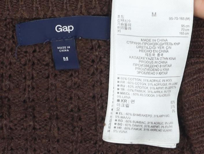 Gap Men's Brown Waffle-Knit Pullover Jumper M