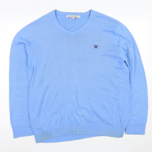 J.Crew Men's Blue Cotton V-Neck Pullover Jumper M