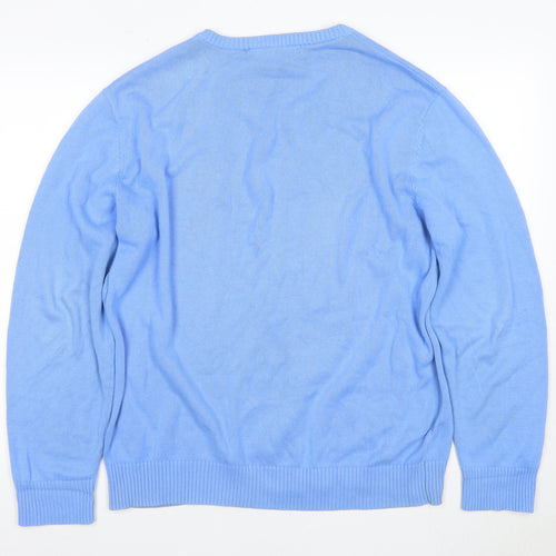 J.Crew Men's Blue Cotton V-Neck Pullover Jumper M