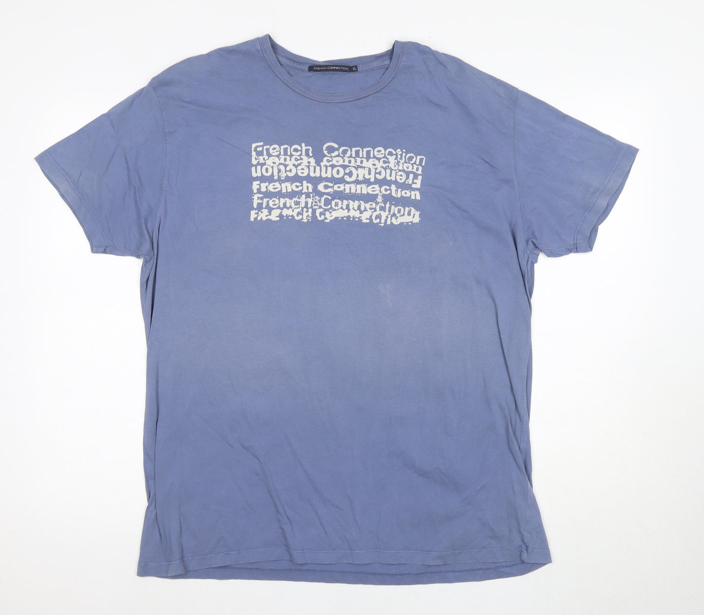 French Connection Men's Blue Graphic Logo T-Shirt XL