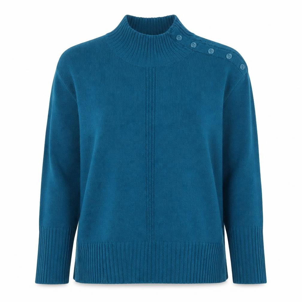 Front view of NOOSNOW Women’s Blue High Neck jumper S
