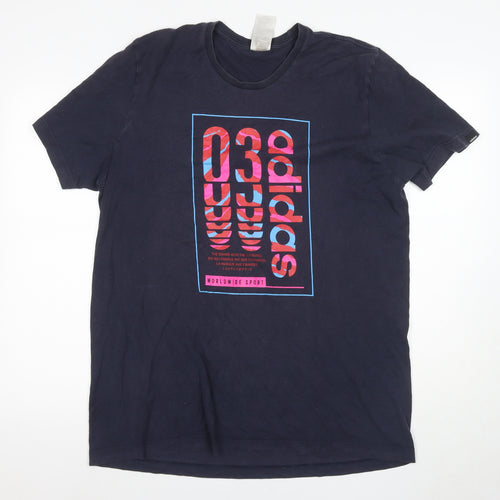 Adidas Men's Blue XL Graphic Print T-Shirt