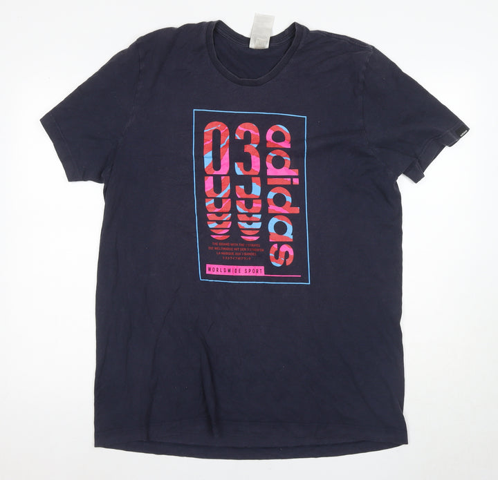 Adidas Men's Blue XL Graphic Print T-Shirt