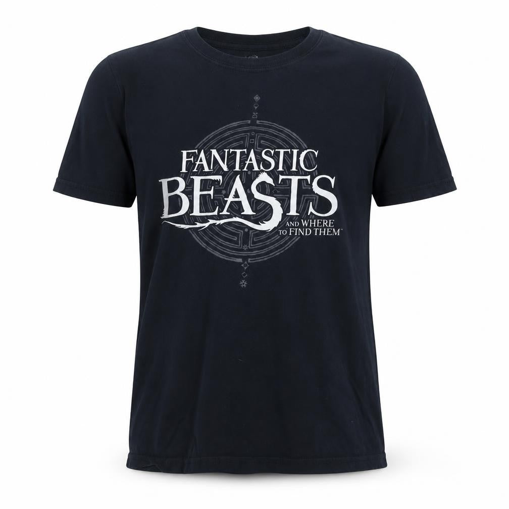 Front view of Fantastic Beasts Black Men's Small Graphic T-Shirt