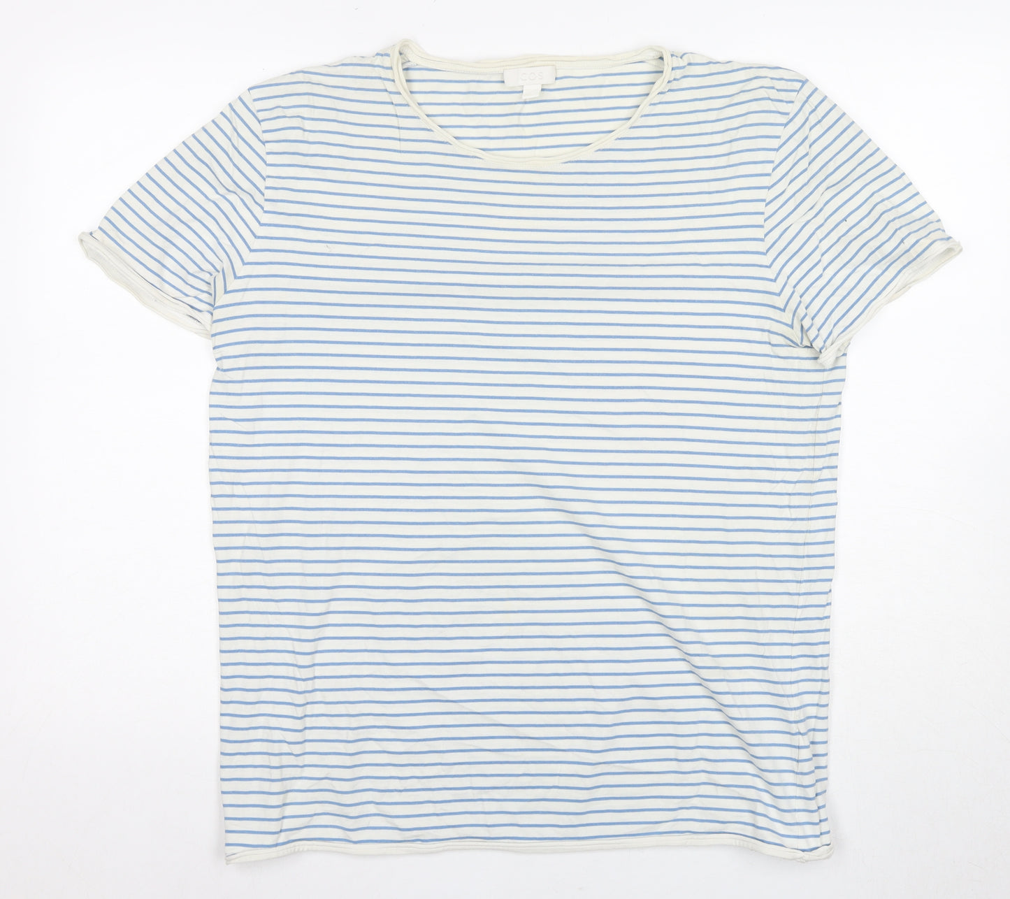 COS Women's White Striped Cotton T-Shirt Size 12