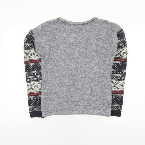 Superdry Women's Grey Fair Isle Pullover Jumper, Size S