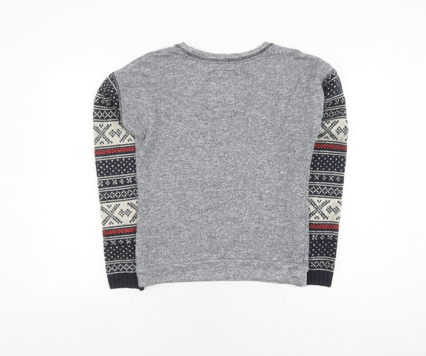 Superdry Women's Grey Fair Isle Pullover Jumper, Size S