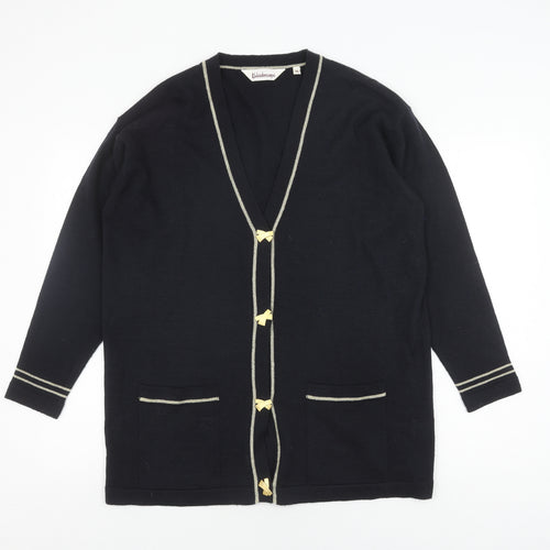 Kaleidoscope Women's Black Cardigan, V-Neck, Size M