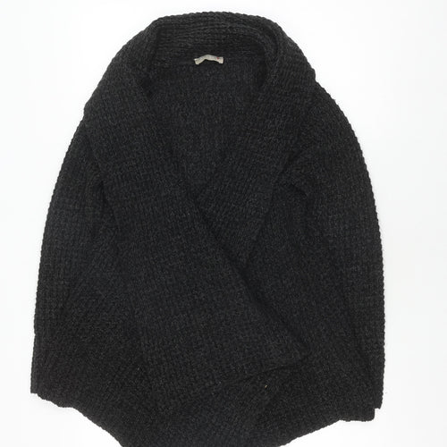 Planet Women's Black Waffle-Knit Cape Jumper M