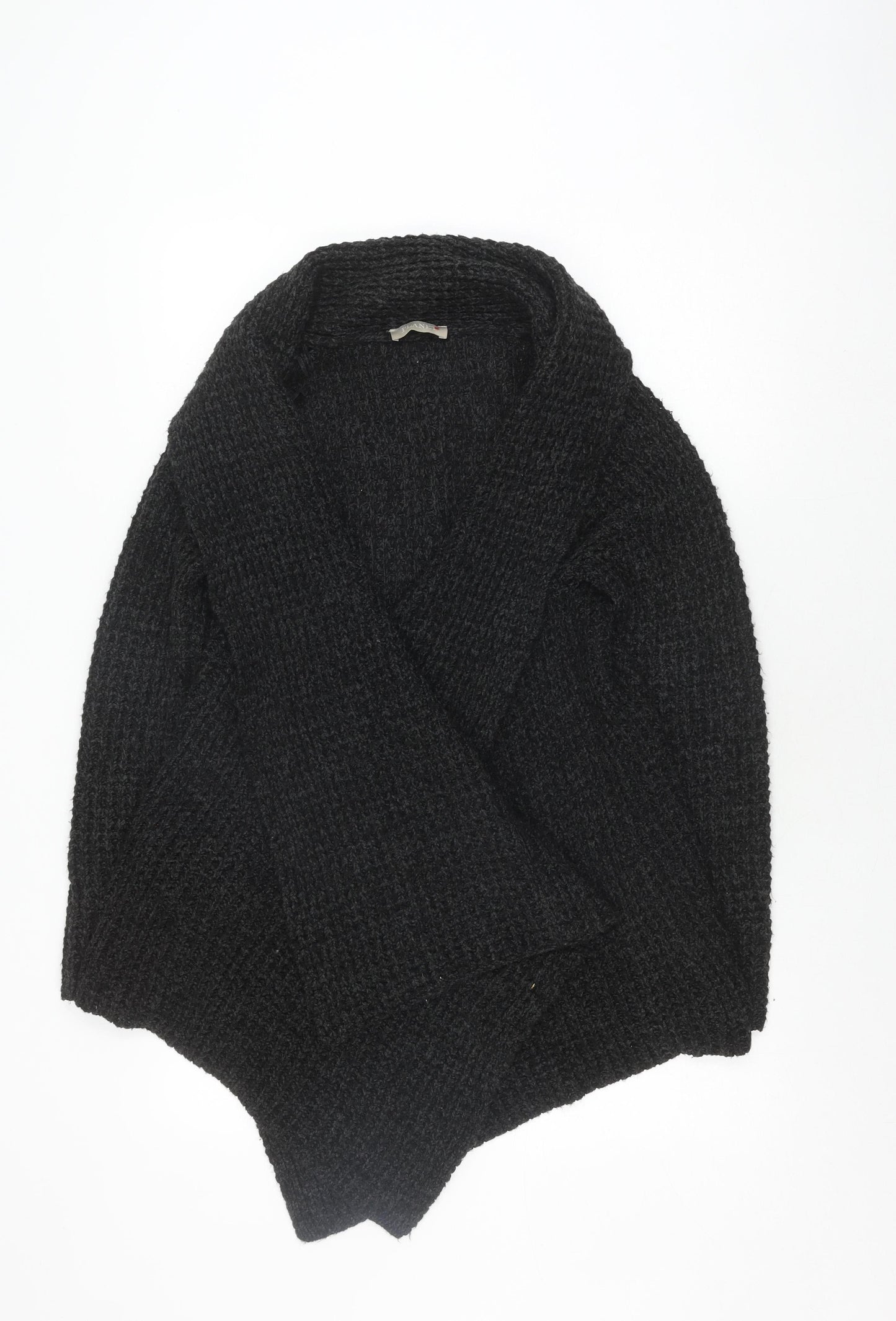 Planet Women's Black Waffle-Knit Cape Jumper M