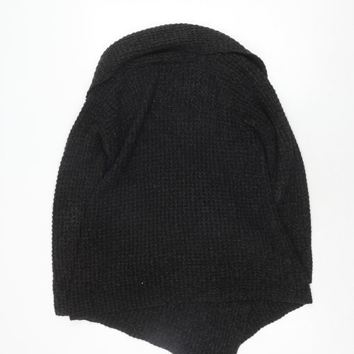 Planet Women's Black Waffle-Knit Cape Jumper M