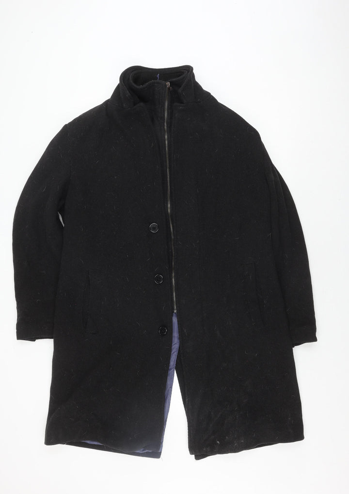 Debenhams Men's Black Wool Overcoat L Business