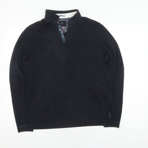 Ted Baker Men's Black Collared Pullover Jumper Size L