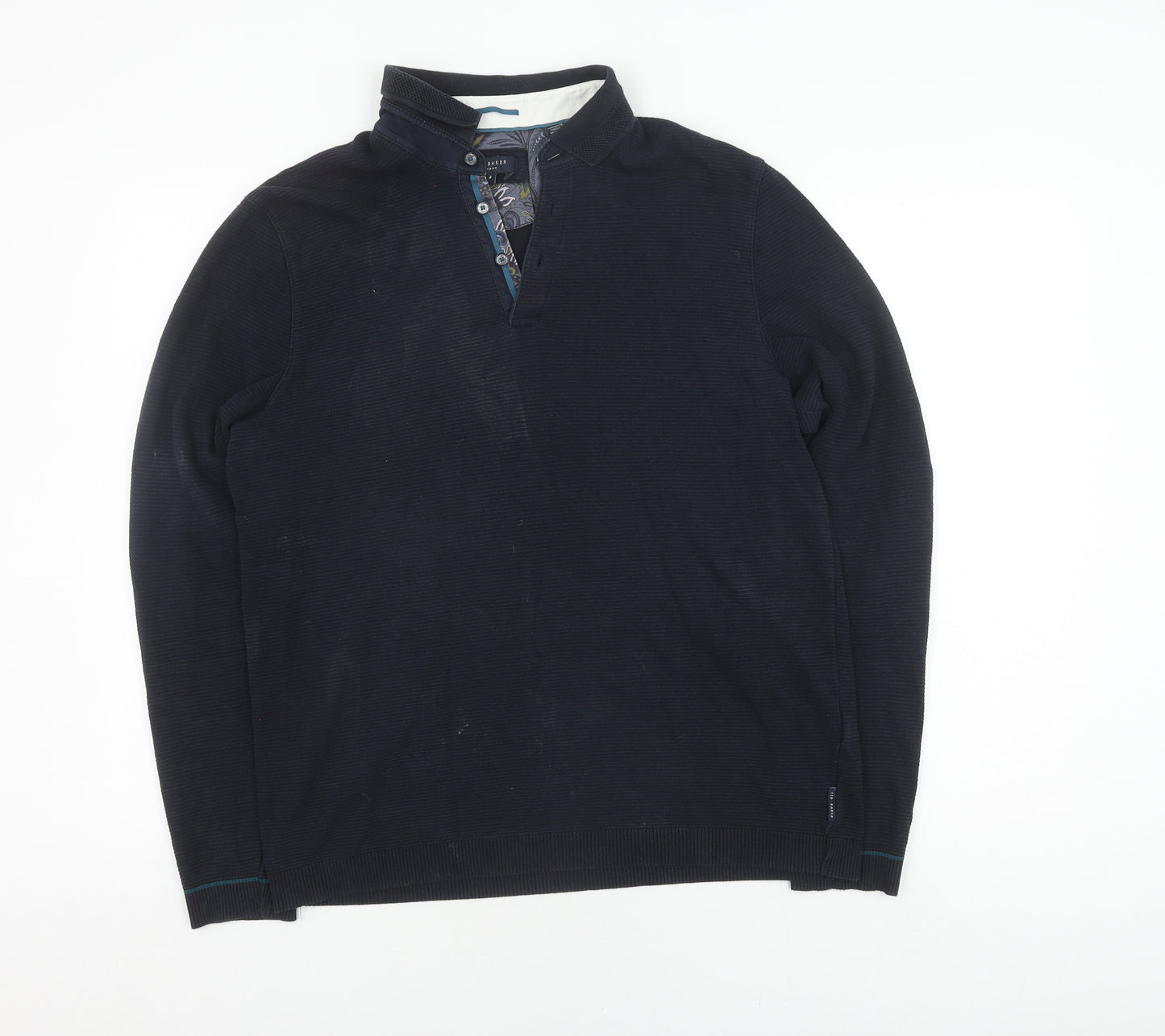 Ted Baker Men's Black Collared Pullover Jumper Size L