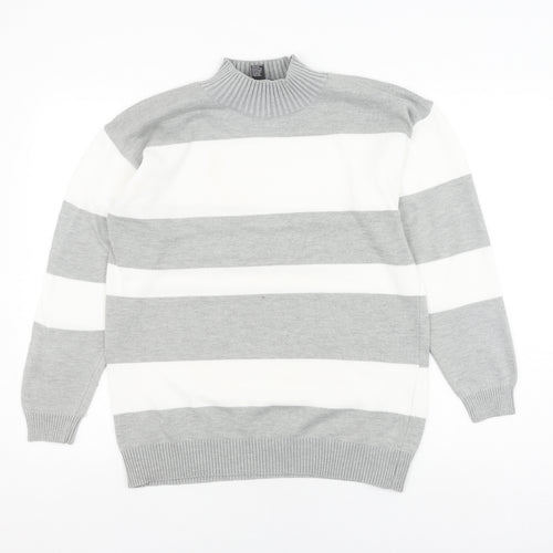 Cashel Women's Grey Striped Pullover Jumper, S, Casual Style