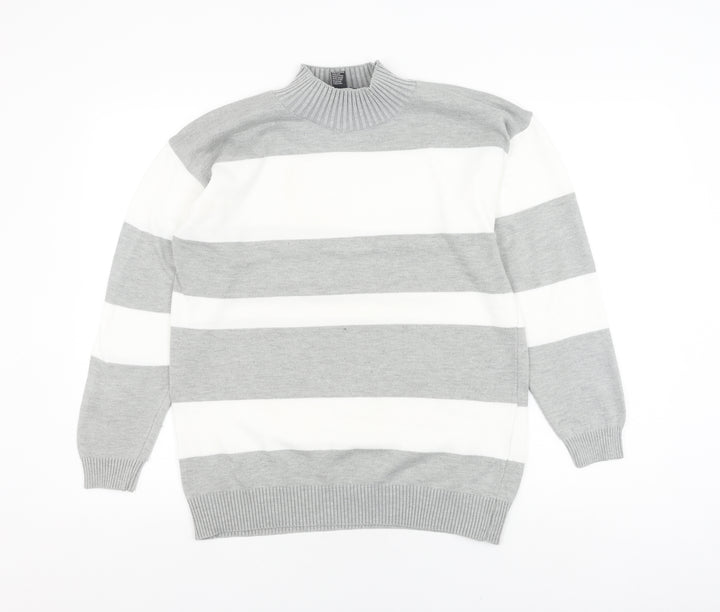 Cashel Women's Grey Striped Pullover Jumper, S, Casual Style