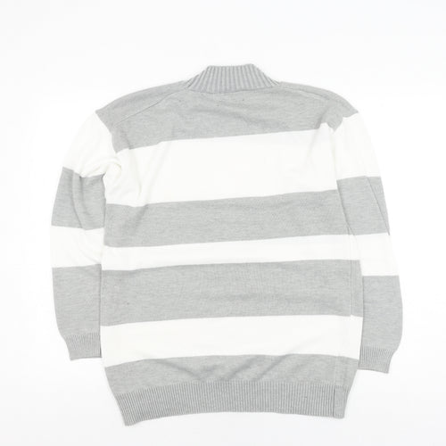 Cashel Women's Grey Striped Pullover Jumper, S, Casual Style