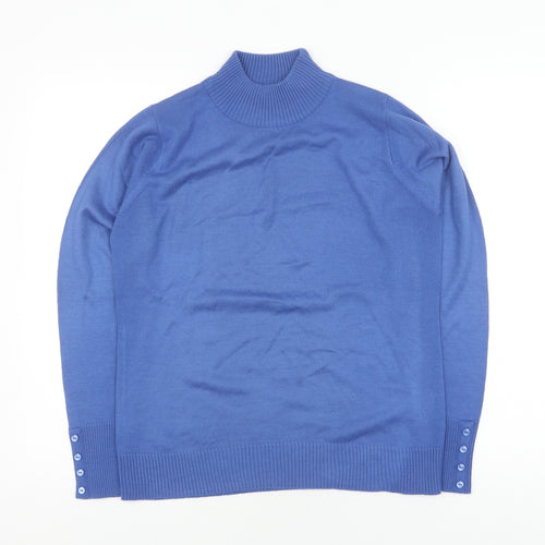 EWM Women's Blue Roll Neck Jumper - S