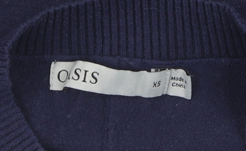 Oasis Women's Blue Mock Neck Pullover Jumper XS