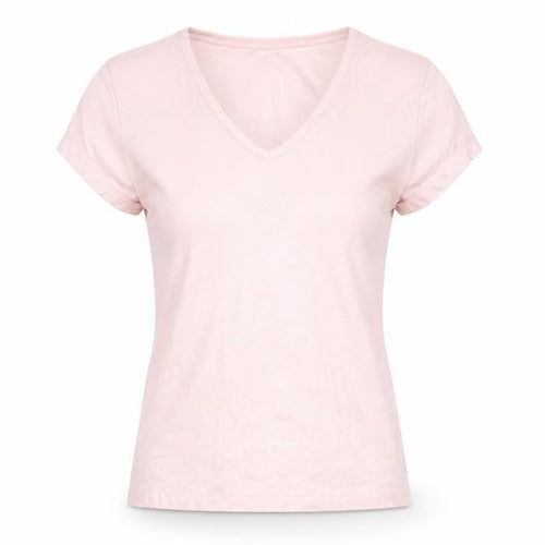 ELLE Women's Pink Cotton V-Neck T-Shirt M