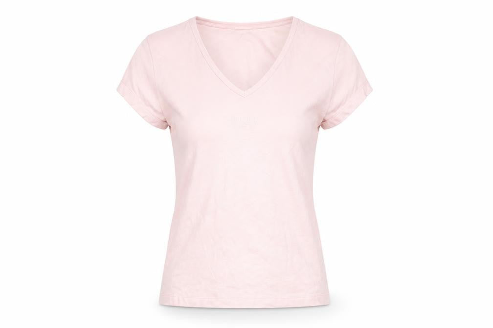 ELLE Women's Pink Cotton V-Neck T-Shirt M