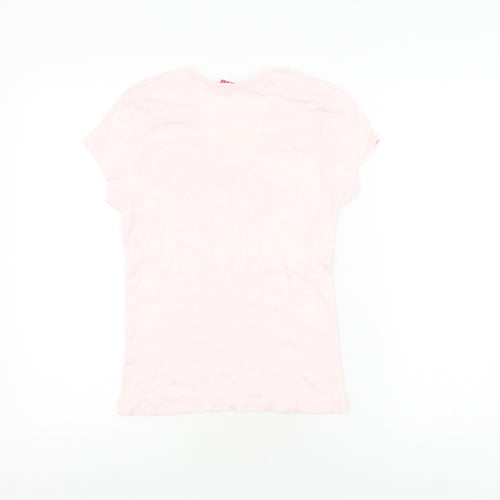 ELLE Women's Pink Cotton V-Neck T-Shirt M