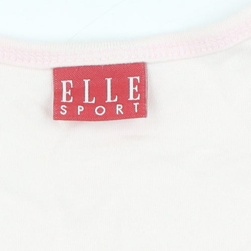 ELLE Women's Pink Cotton V-Neck T-Shirt M