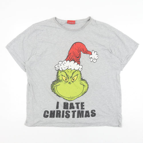 Dr. Seuss Unisex Adults Grey Grinch T-Shirt XL