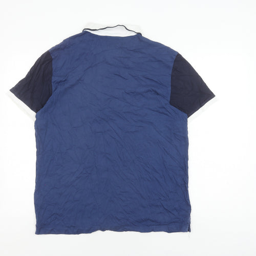 Jasper Conran Men's Blue Polo Shirt, L, Colourblock, Casual