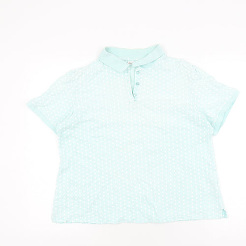 Damart Women's Blue Polka Dot Polo Shirt Size 12