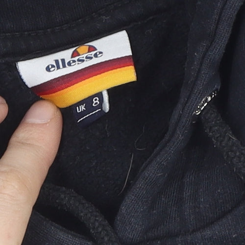 Ellesse Women's Black Hoodie UK 8 Cotton Logo