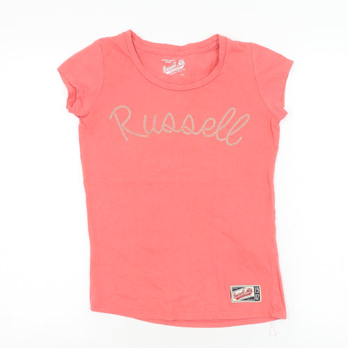 Russell Athletic Women's Pink Studded T-Shirt XS