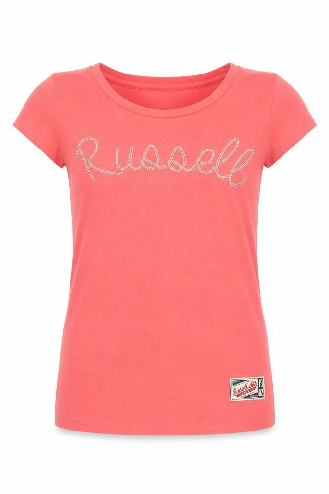 Russell Athletic Women's Pink Studded T-Shirt XS