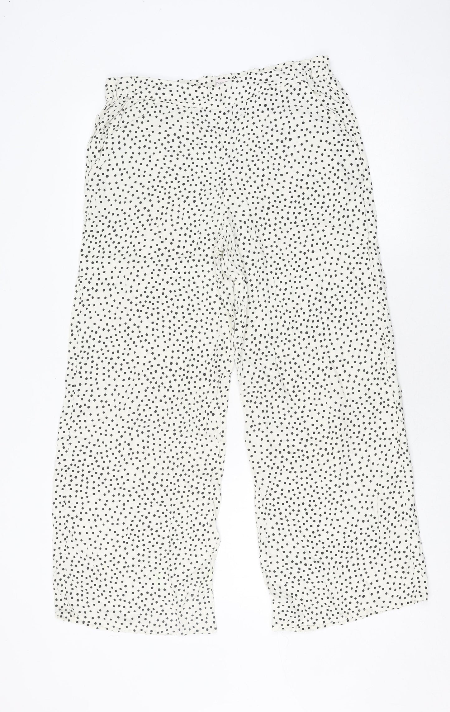 Part Two Women's Ivory Polka Dot Wide-Leg Trousers Size 6