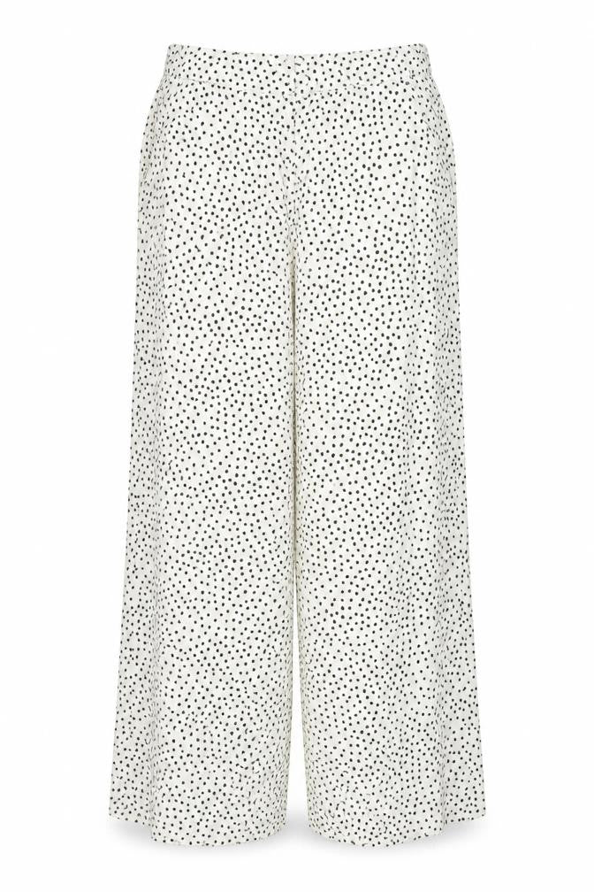 Front view of Part Two Women's Ivory Polka Dot Wide-Leg Trousers, size 6