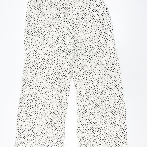 Part Two Women's Ivory Polka Dot Wide-Leg Trousers Size 6