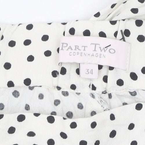 Part Two Women's Ivory Polka Dot Wide-Leg Trousers Size 6