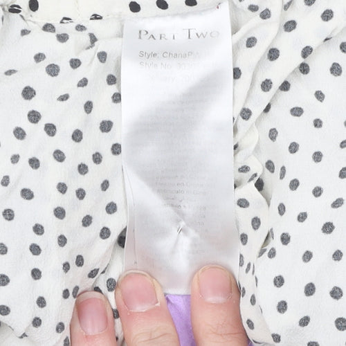 Part Two Women's Ivory Polka Dot Wide-Leg Trousers Size 6