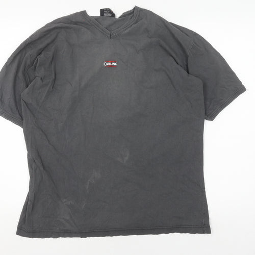 Carling Men's Grey V-Neck T-Shirt, Short Sleeve, One Size