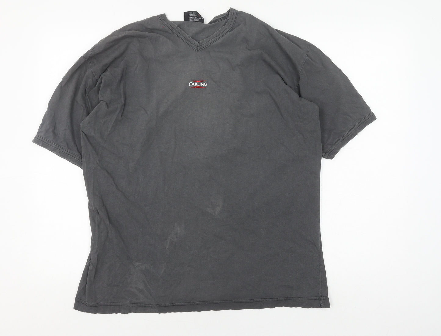 Carling Men's Grey V-Neck T-Shirt, Short Sleeve, One Size