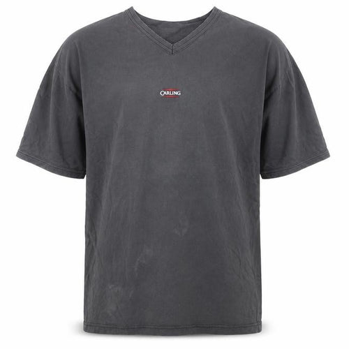 Carling Men's Grey V-Neck T-Shirt, Short Sleeve, One Size