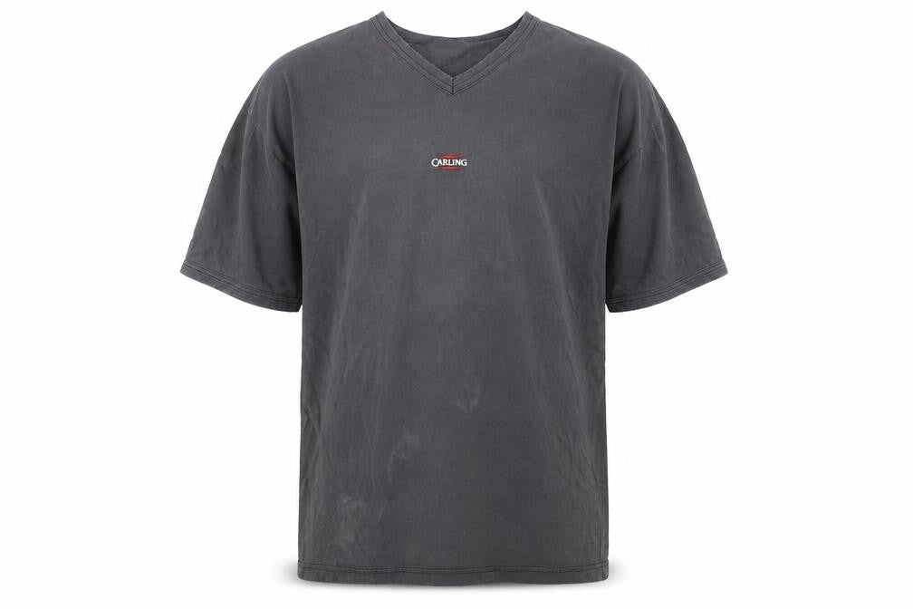Carling Men's Grey V-Neck T-Shirt, Short Sleeve, One Size
