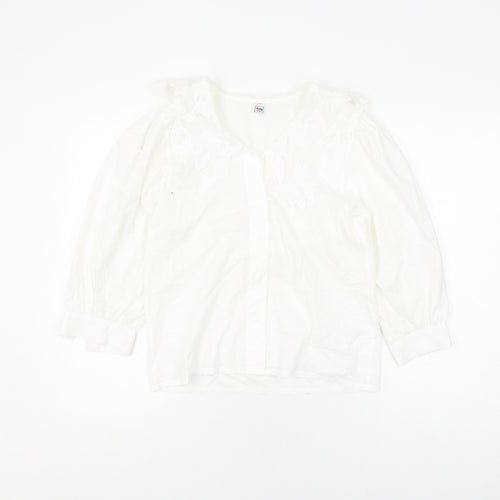 tru Women's White Cotton Blouse Size 6