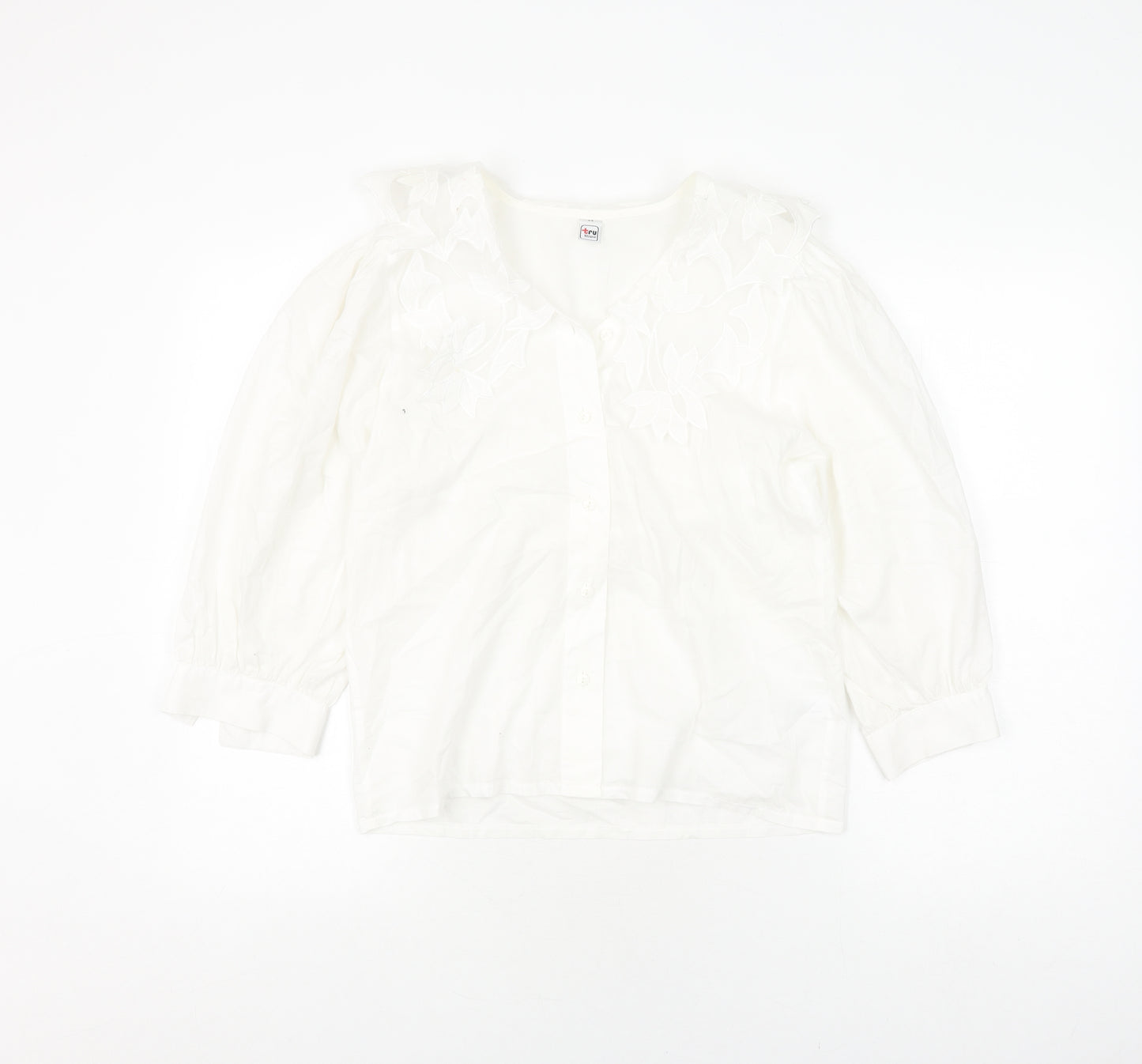tru Women's White Cotton Blouse Size 6