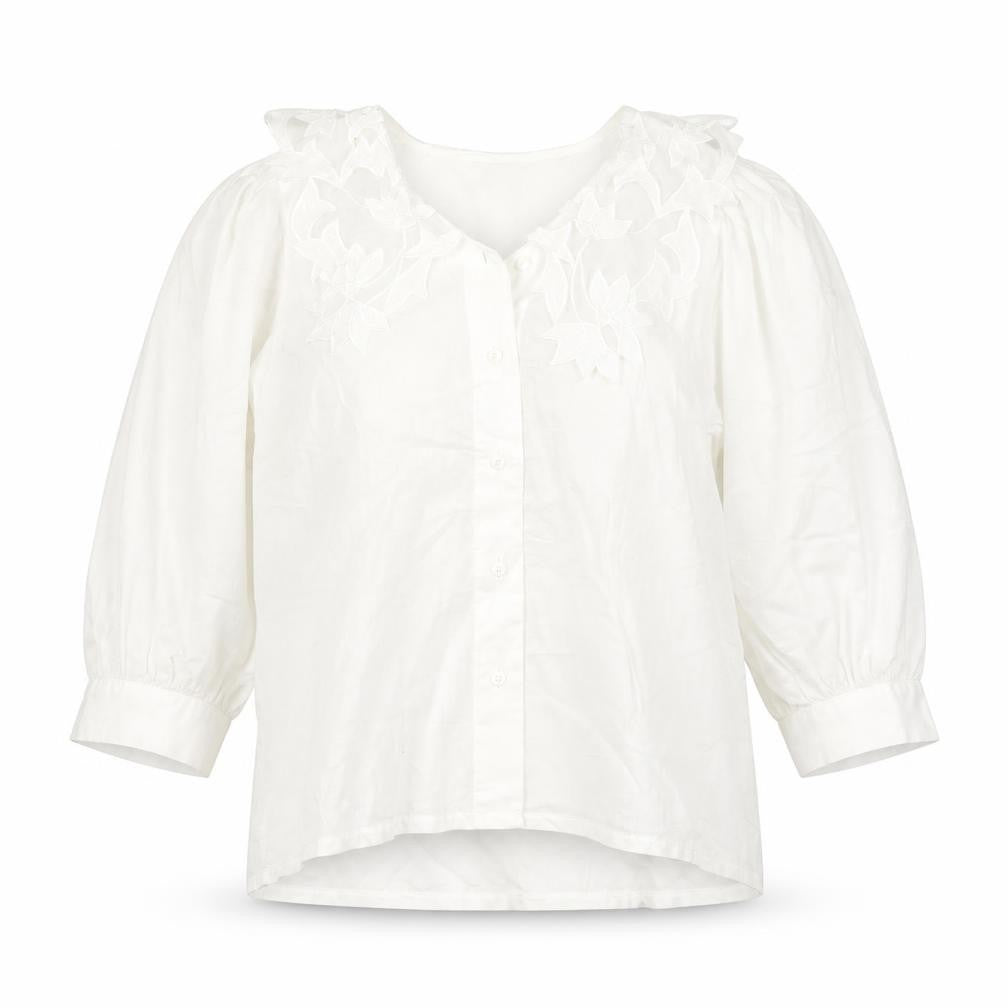 Front view of tru Women's White Cotton Blouse, size 6