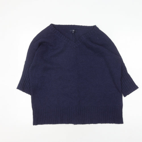 Gap Women's Blue Pullover Jumper, Size M, V-Neck Knit